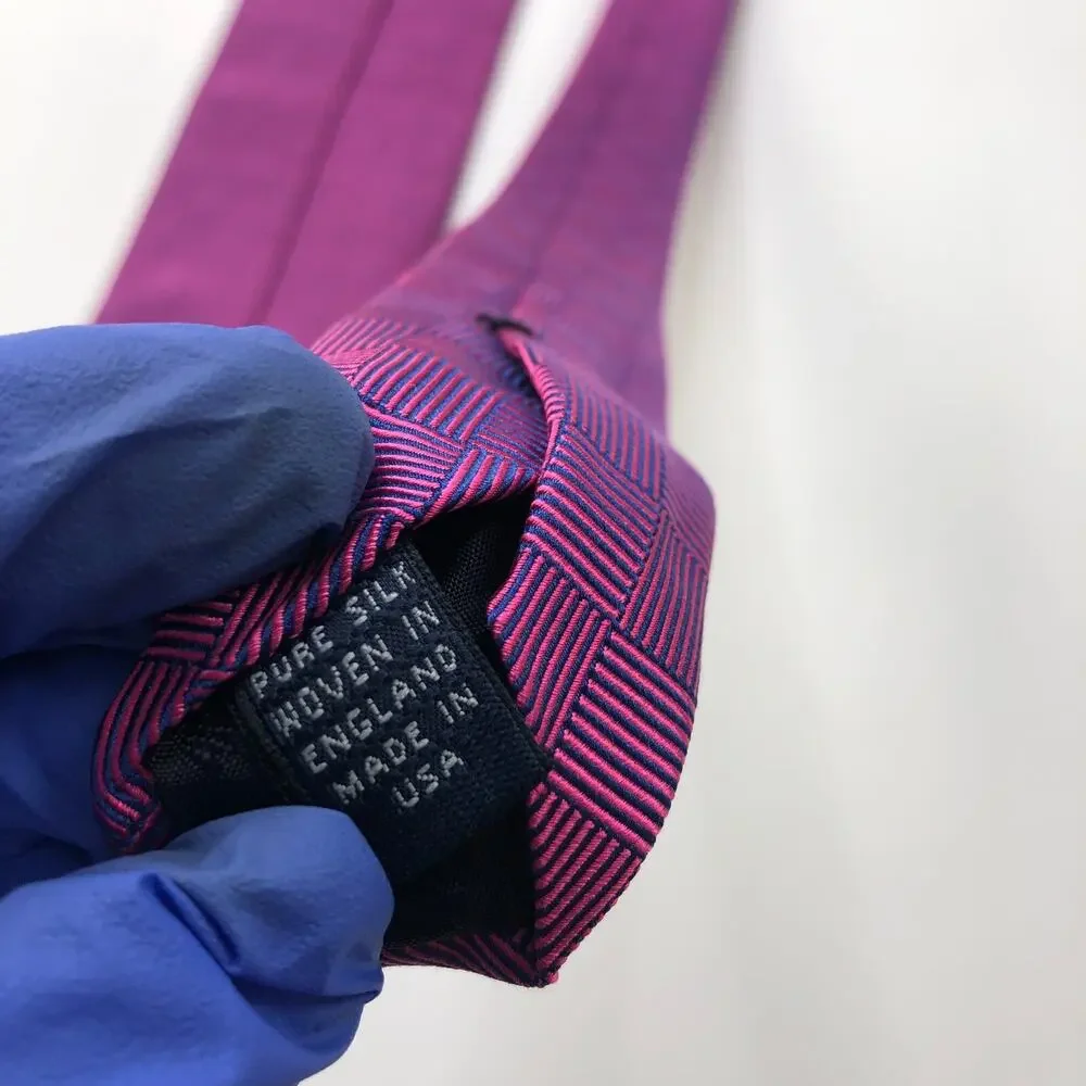 Brooks Brothers Makers 100% Silk Neck Tie Men’s Geometric Purple Pink 57-in